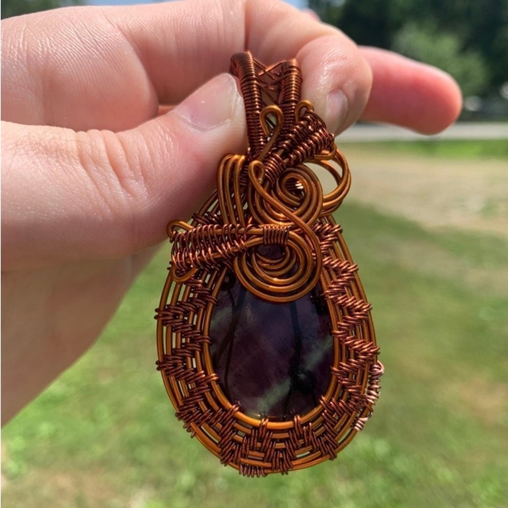 Wire wrapped Rainbow Flourite crystal/gemstone
